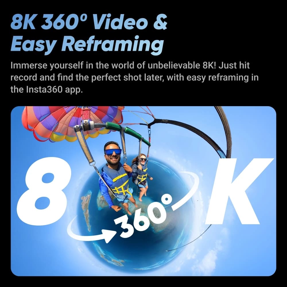 Insta360 x4 action camera with 2290mah battery, 8k video, 10m waterproof, flowstate stabilization
