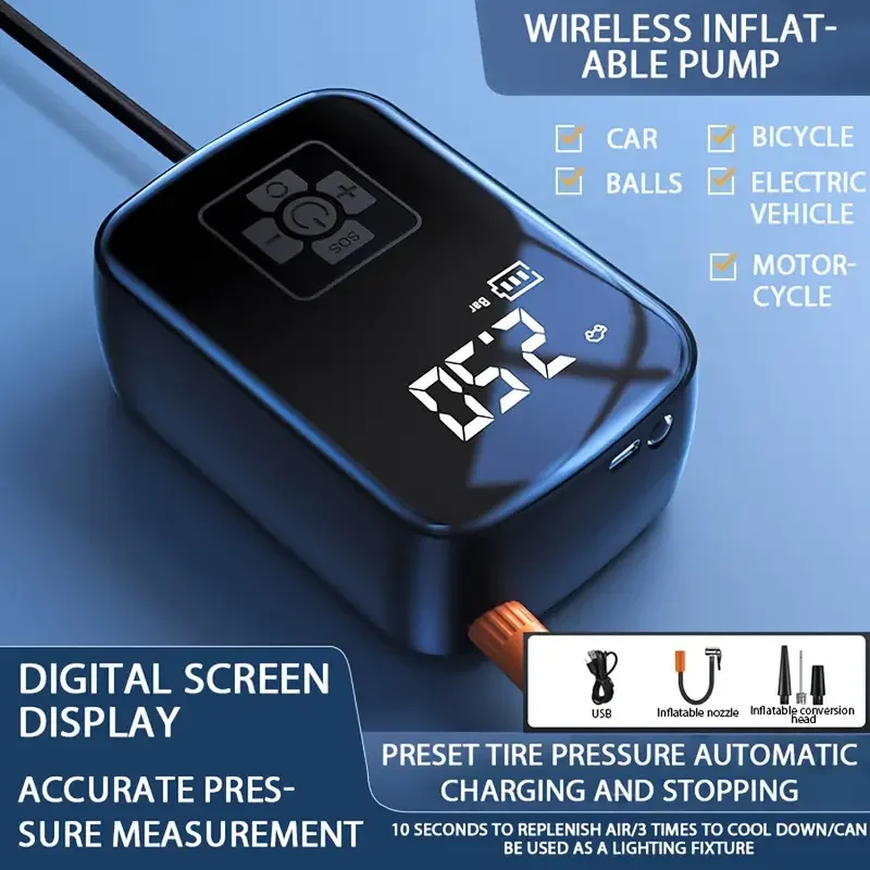 Leiboo wired/wireless car air compressor, for motorcycle bicycle, car tyre and more...