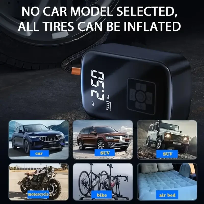 Leiboo wired/wireless car air compressor, for motorcycle bicycle, car tyre and more...