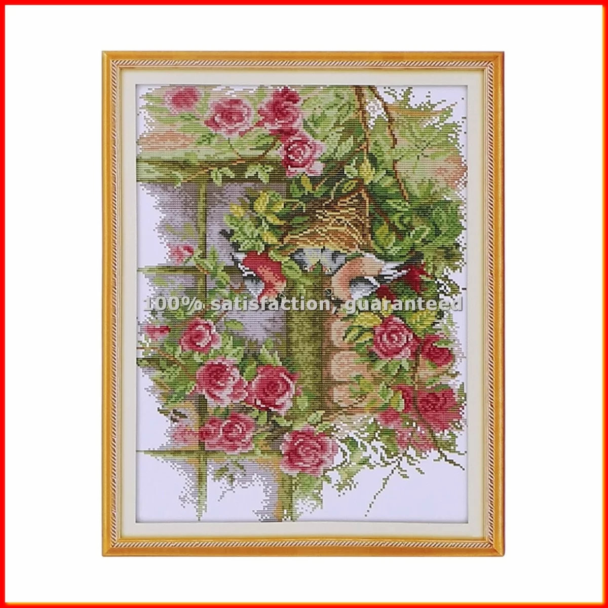 DIY Handmade Needlework Set Embroidery Kit 14CT Birds' Family Pattern -Stitching 35 * 45cm Home Decoration-A68X