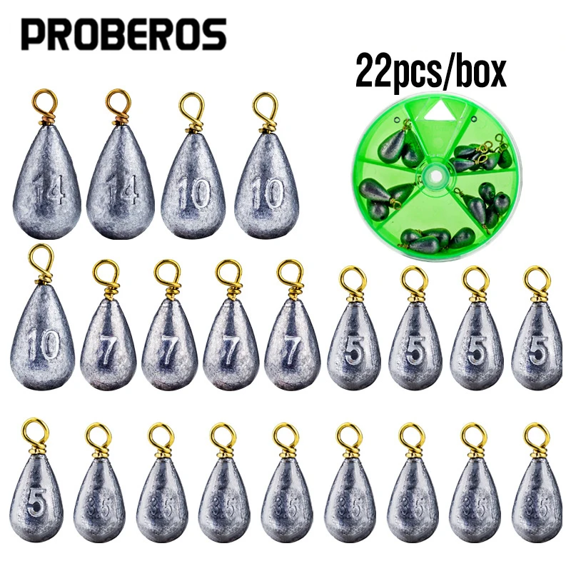 משקולות דיג בצורת טיפה בקופסה