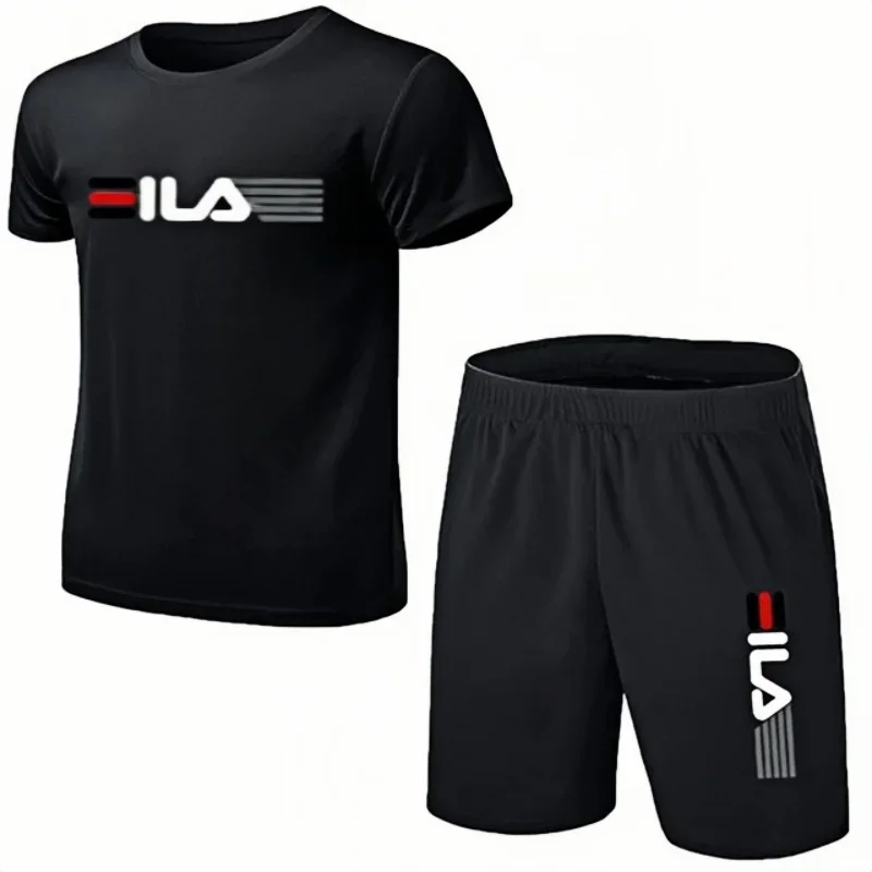 סט ספורט קיץ גברים עם חולצה קצרה ומכנסיים