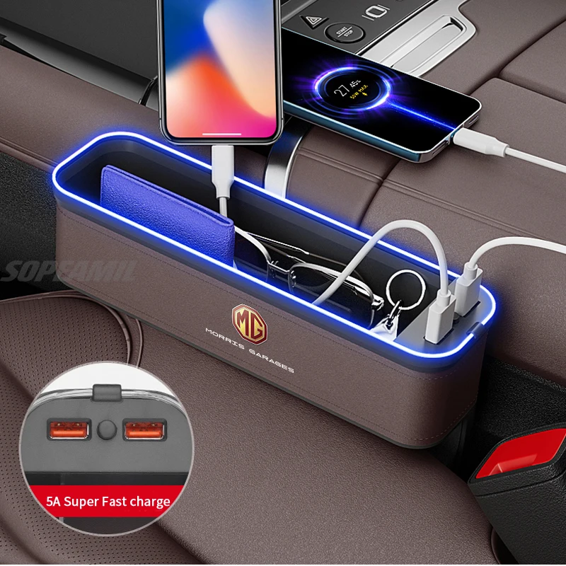 תיבת אחסון למושב רכב עם טעינת USB