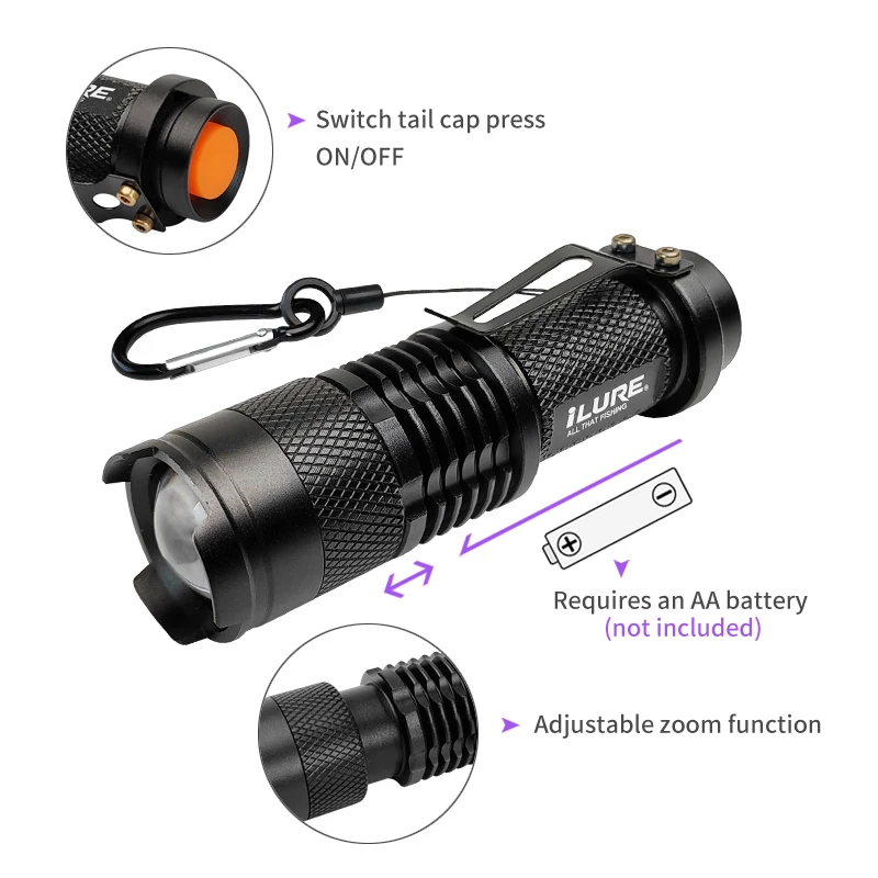 פנס UV מיני 395nm לדיג