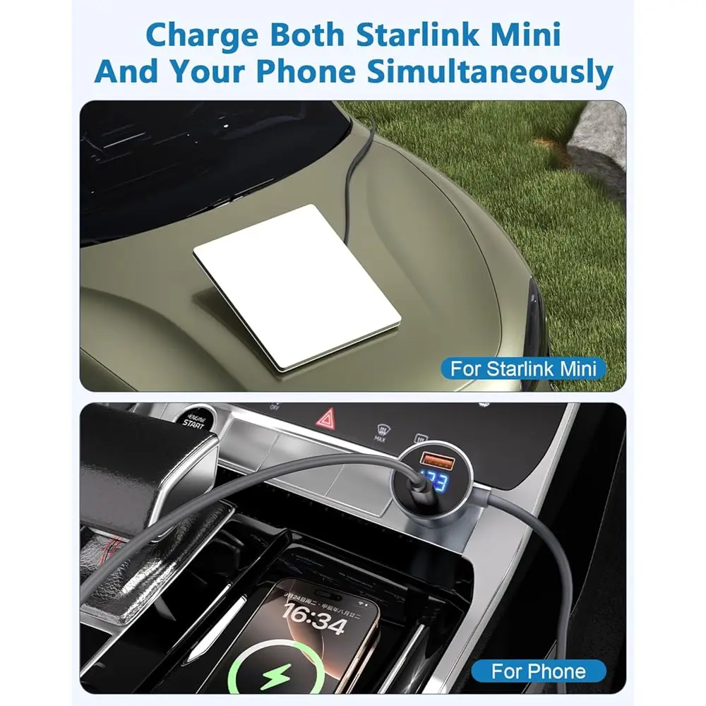 מתאם כבל רכב Starlink Mini באורך 5 מטר