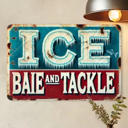 שלט דקורטיבי בסגנון רטרו לדייג – ICE Bait and Tackle