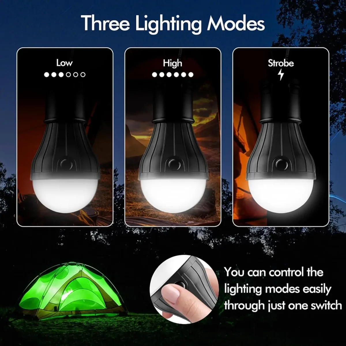 מנורת טנט LED צבעונית עם וו