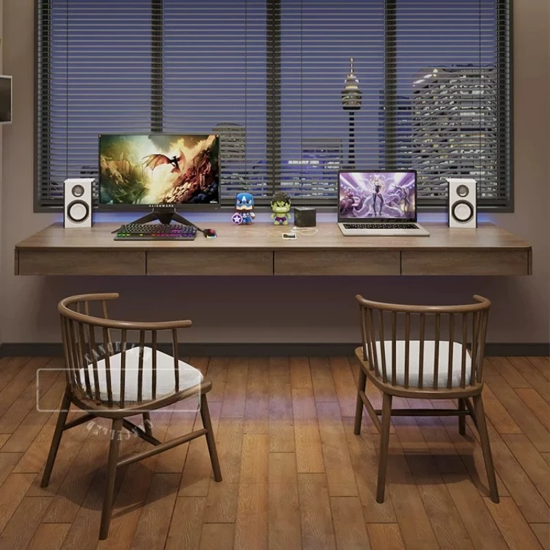 שולחן קיר מעץ מוצק בעיצוב נורדי