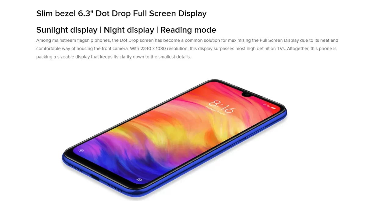סמארטפון Xiaomi Redmi Note 7 PRO בצבע שחור