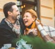 Man and woman dating in cafe