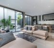 interior home design in living room with open kitchen in the loft house